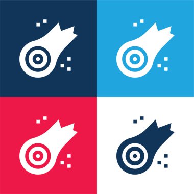 Asteroid blue and red four color minimal icon set clipart