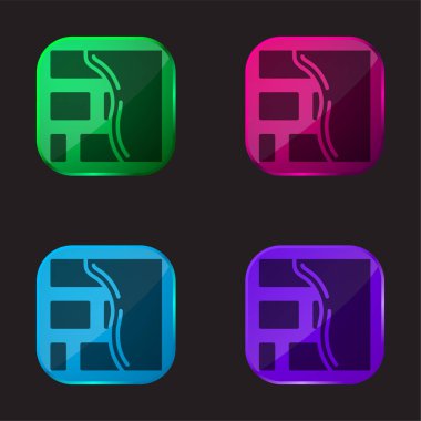 Brickwall dört renkli cam düğme simgesi