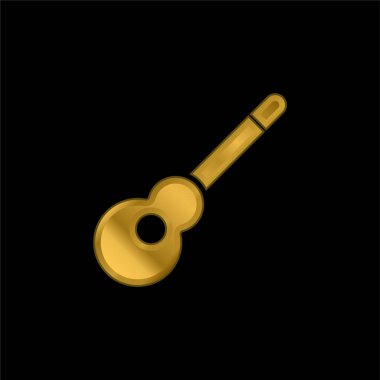 Akustik Gitar altın kaplama metalik simge veya logo vektörü
