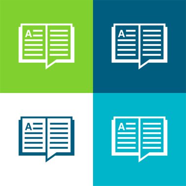 Kitap Düz 4 renk minimal simgesi seti