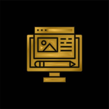 Blog altın kaplamalı metalik simge veya logo vektörü