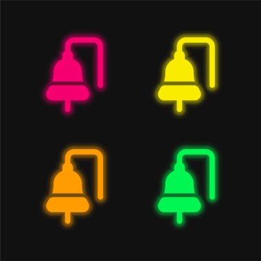 Tekne Zili dört renk parlayan neon vektör simgesi