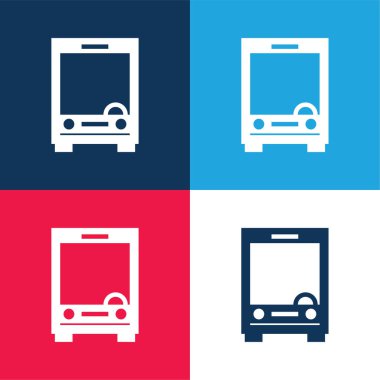 Büyük Otobüs Önü mavi ve kırmızı En az dört renk simgesi