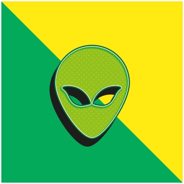 Uzaylı Başı Yeşil ve Sarı 3D vektör simgesi logosu