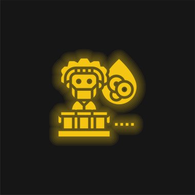 Kan testi sarı parlayan neon simgesi