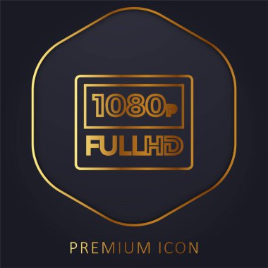 1080p Full HD altın çizgi prim logosu veya simgesi