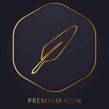 Kuş tüyü altın çizgi prim logosu veya simgesi