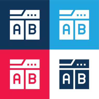 Ab Deneme mavi ve kırmızı dört renk en küçük simge kümesi