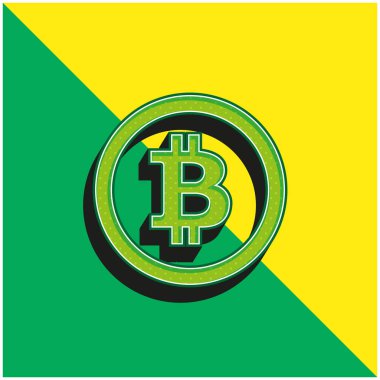 Bitcoin Yeşil ve Sarı modern 3d vektör simgesi logosu