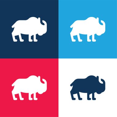 Bizon mavi ve kırmızı dört renk minimal simge kümesi