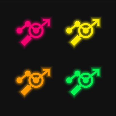 Parlayan dört renk neon vektör simgesini analiz et