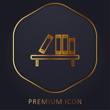 Kitap rafı altın çizgisi prim logosu veya simgesi