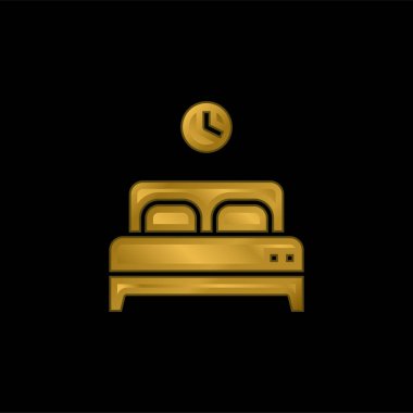 Yatak altın kaplamalı metalik simge veya logo vektörü
