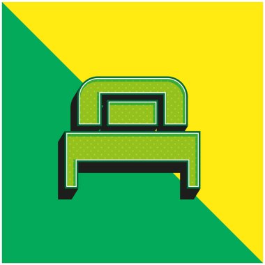 Yatak Yeşil ve Sarı Modern 3D vektör simgesi logosu