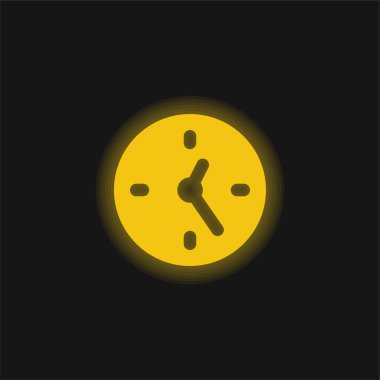 Büyük Saat Sarı Parlayan Neon simgesi