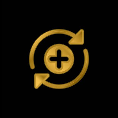 Altın kaplama metalik simge ya da logo vektörü ekle