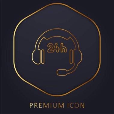 24 Hours Costumer Service golden line premium logo or icon clipart