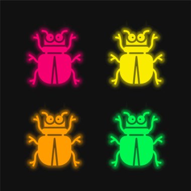 Böcek dört renk parlayan neon vektör simgesi