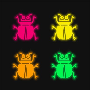 Beetle four color glowing neon vector icon clipart