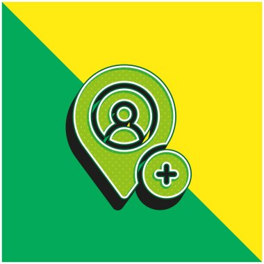 Add Location Green and yellow modern 3d vector icon logo clipart