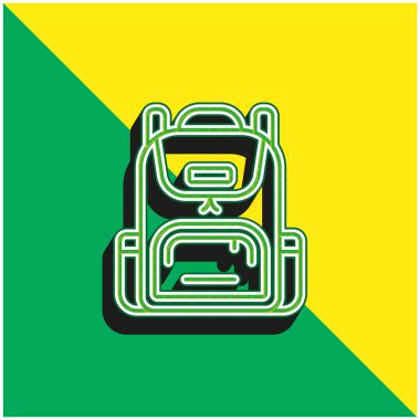 Sırt çantası yeşil ve sarı modern 3d vektör simgesi logosu