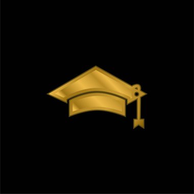 Baş altın kaplama metal ikon veya logo vektörü için Üniversite Öğrencisinin Siyah Mezuniyet Kap Aracı