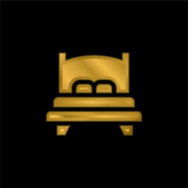 Yatak altın kaplamalı metalik simge veya logo vektörü