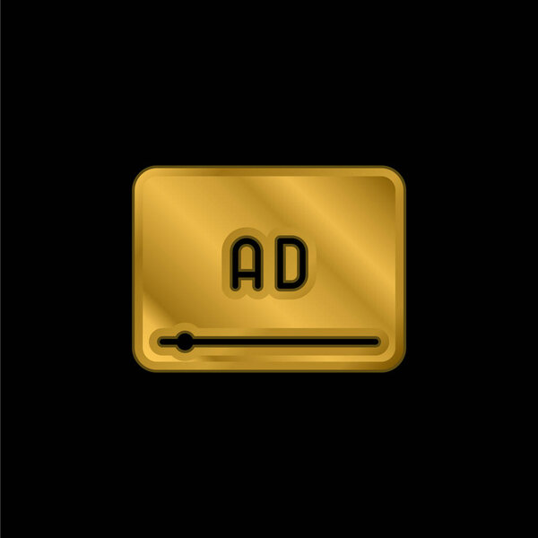 Ad gold plated metalic icon or logo vector