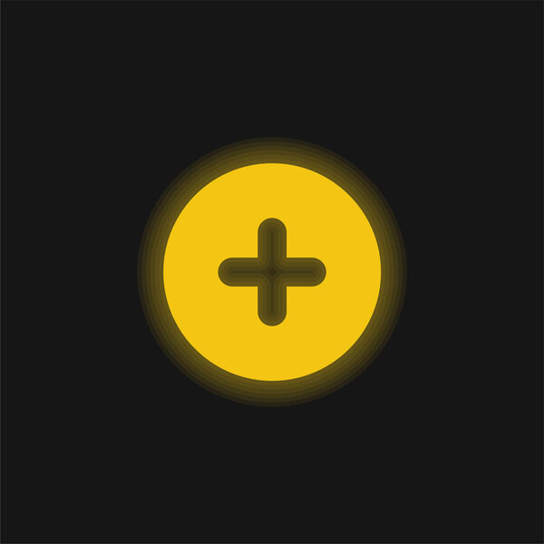 Add Round Button yellow glowing neon icon