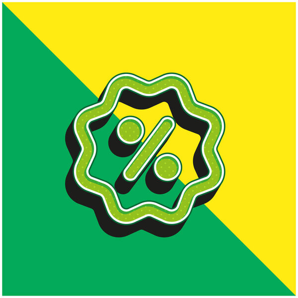 Значок Зеленый и желтый современный 3D логотип векторной иконки