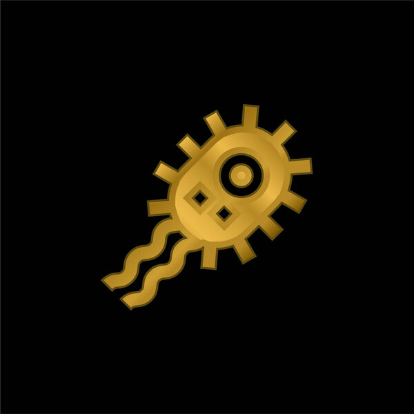 Позолоченная бактерия металлическая икона или вектор логотипа