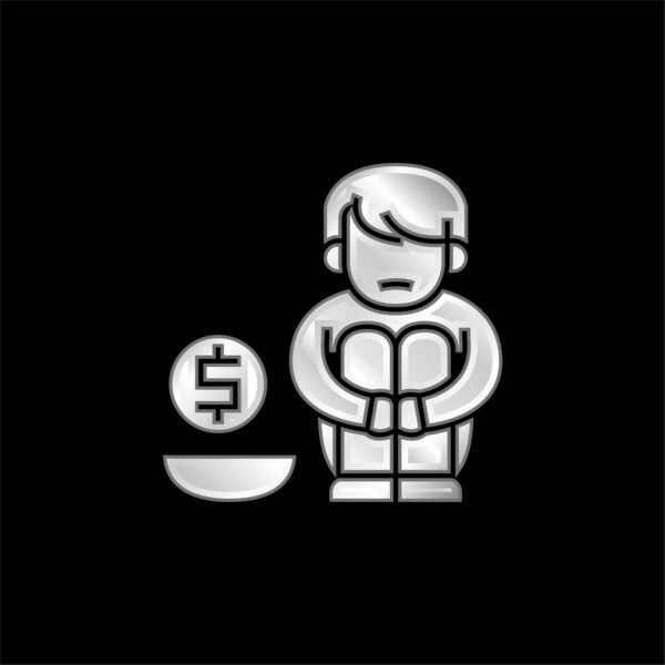 Alms silver plated metallic icon