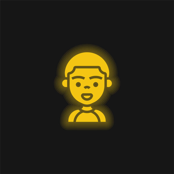 Boy yellow glowing neon icon