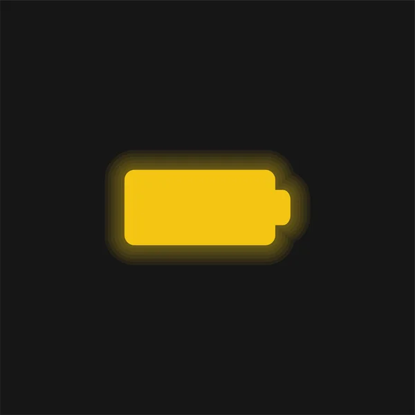 stock vector Black Full Battery yellow glowing neon icon