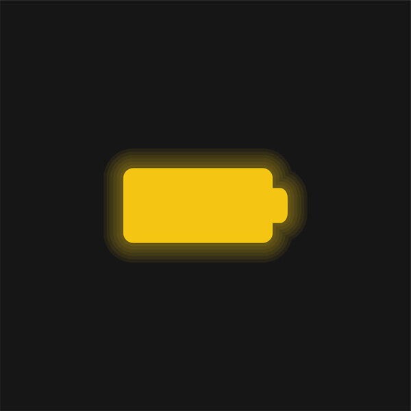 Black Full Battery yellow glowing neon icon