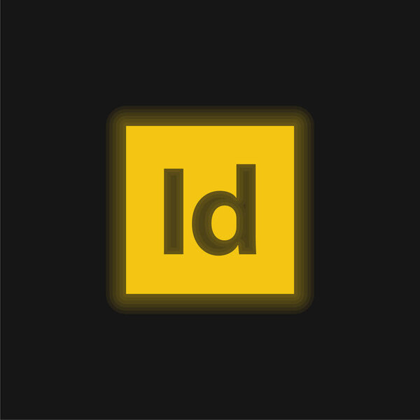 Adobe Indesign yellow glowing neon icon