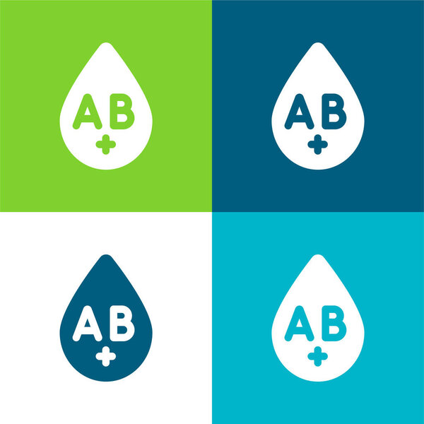 Blood Type Flat four color minimal icon set