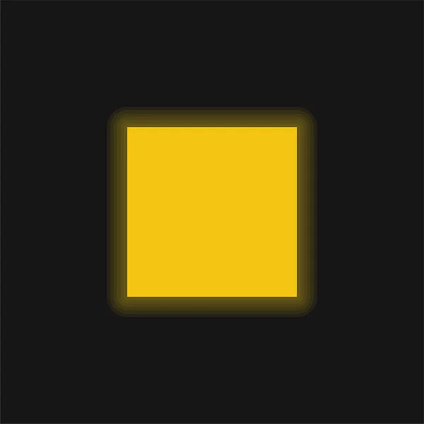 Black Square Yellow Glowing Neon Icon — Stock Vector