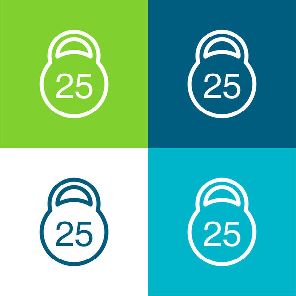 25 Kilos Weight Flat four color minimal icon set
