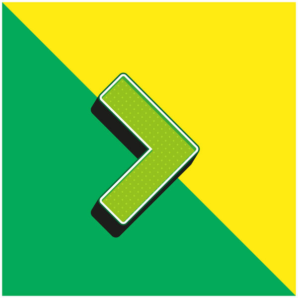 стрелка угол указывая на правый зеленый и желтый современный 3D логотип векторной иконки