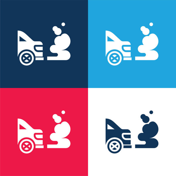 Загрязнение воздуха синий и красный четыре цвета минимальный набор значков