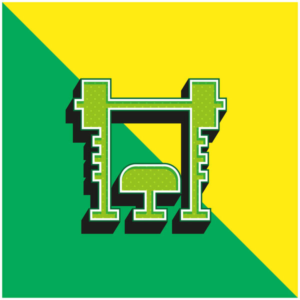 Bench Green and yellow modern 3d vector icon logo