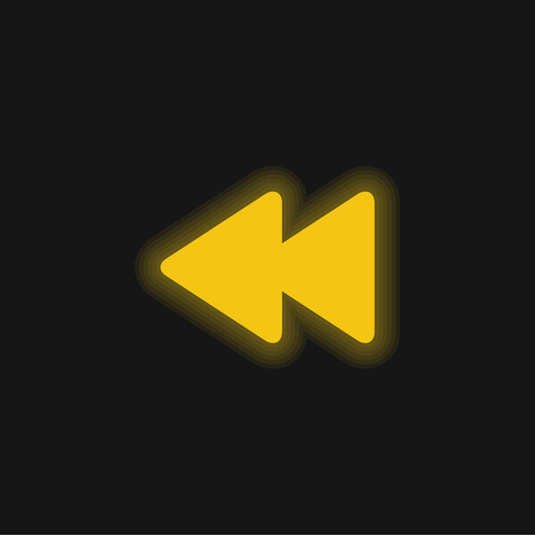 Backward Arrows Couple yellow glowing neon icon