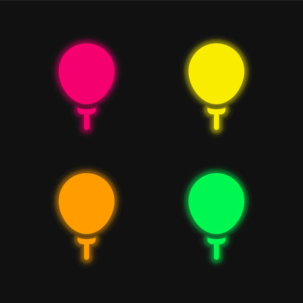 Balloon four color glowing neon vector icon