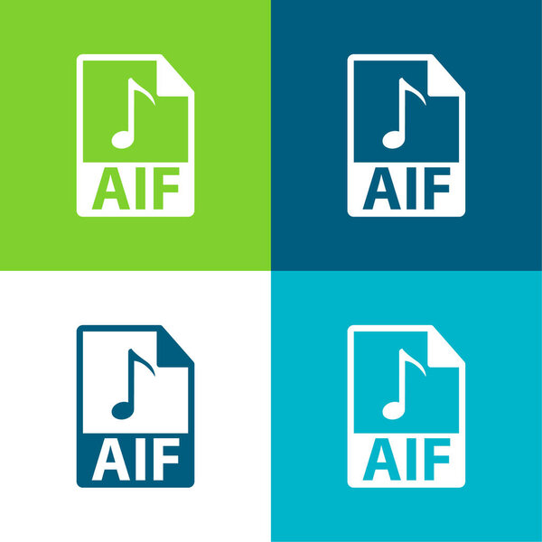 AIF File Format Flat four color minimal icon set
