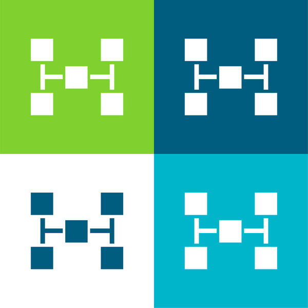 Блоки Схема из пяти квадратов Плоский четырехцветный минимальный набор значков