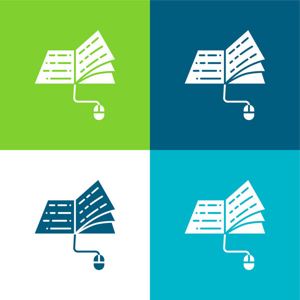 Book Flat four color minimal icon set