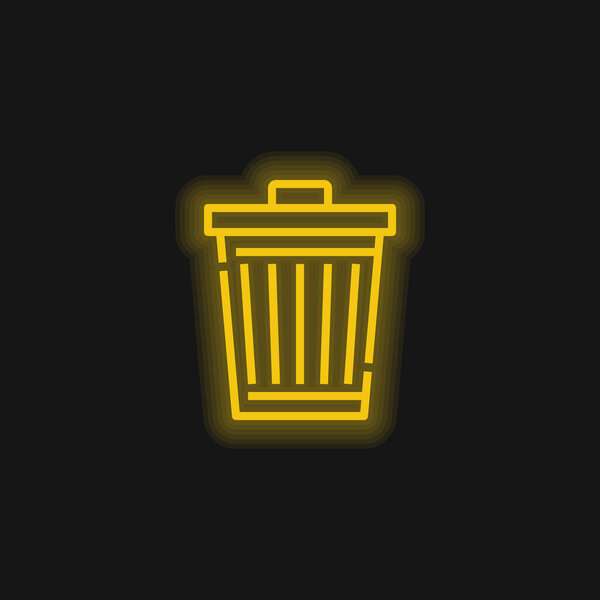 Bin yellow glowing neon icon