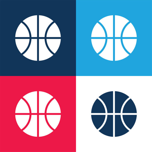 Basketball Game blue and red four color minimal icon set