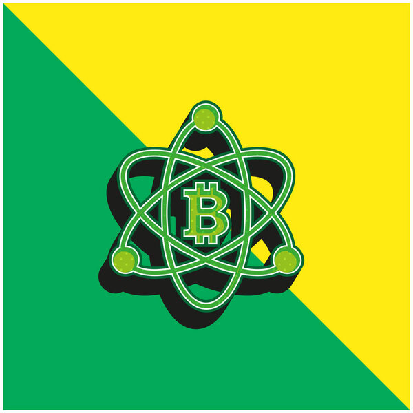 Bitcoin In Science Symbol Green and yellow modern 3d vector icon logo